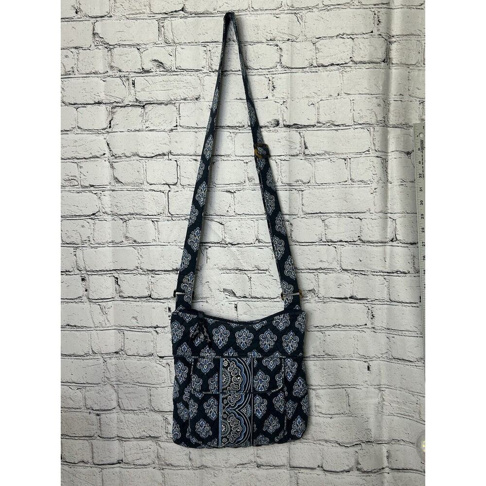 Vera Bradley Calypso Blue White Retired Zip Top Hipster Handbag Adjustable Strap